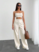 Calça Pantalona Feminina Alfaiataria Fecho Italiano Cruzado Bellizzi 