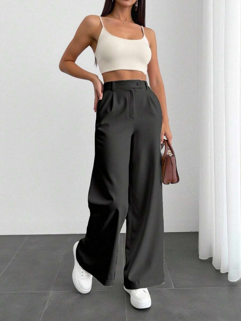 Calça Pantalona Feminina Alfaiataria Fecho Italiano Cruzado Bellizzi 