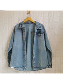 Jaqueta Jeans Feminina de Algodão Ombro Caído Casual Bellizzi 