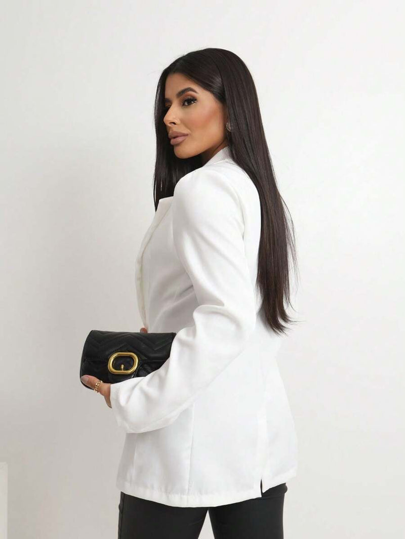 Blazer Feminino Alongado de Alfaiataria com Botão Social Bellizzi 