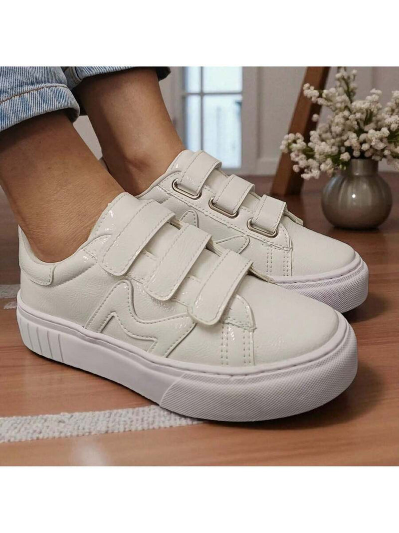 Tênis Feminino Plataforma Verniz Slip On Casual Confortável