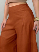 Calça Pantalona Feminina em Cambraia com Zíper e Forro Bellizzi 