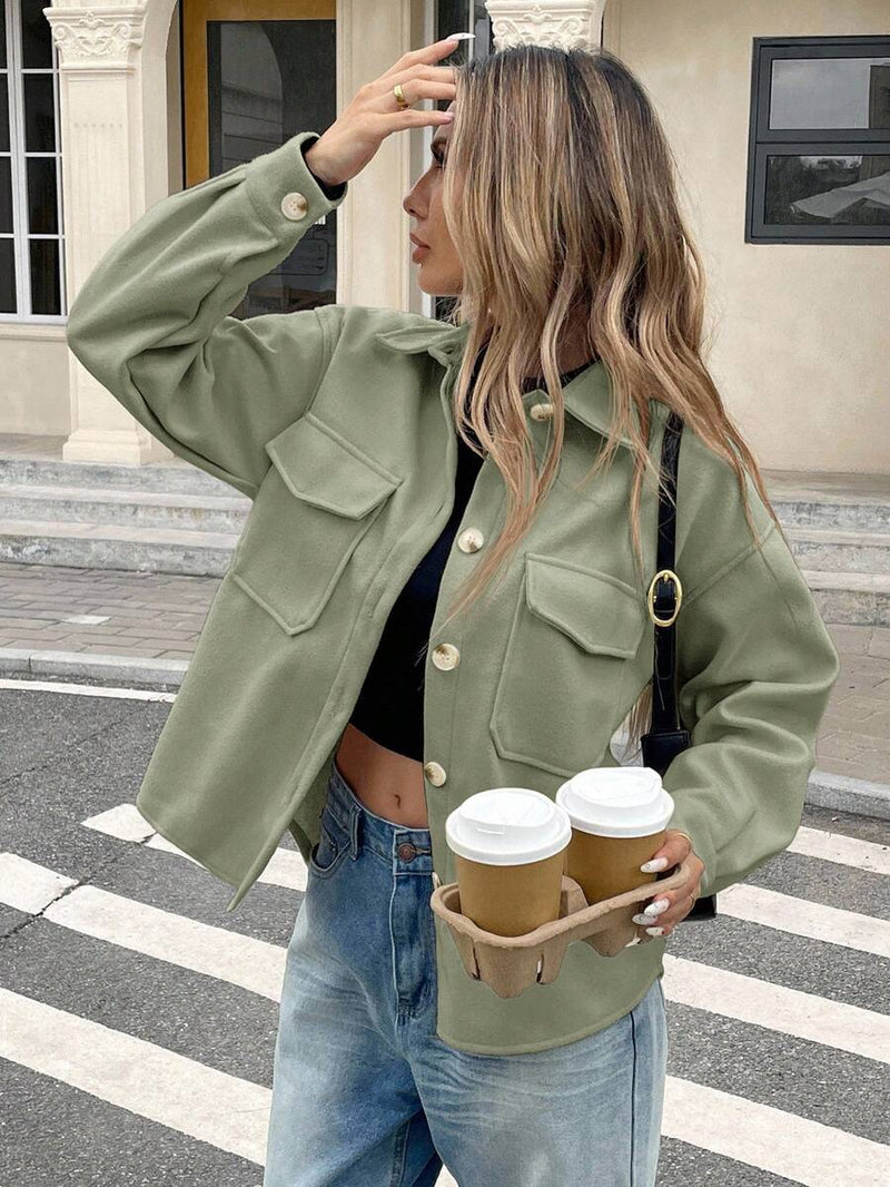 Casaco Feminino Tipo Lã com Bolso Bainha Assimétrica Bellizzi 