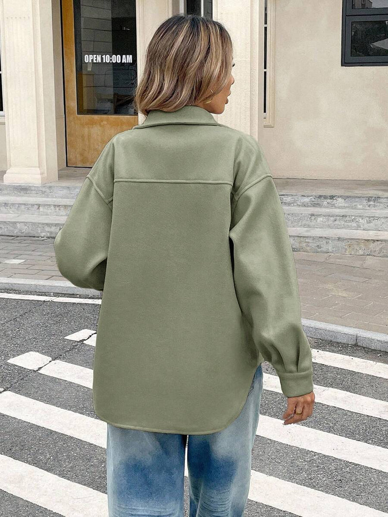 Casaco Feminino Tipo Lã com Bolso Bainha Assimétrica Bellizzi 