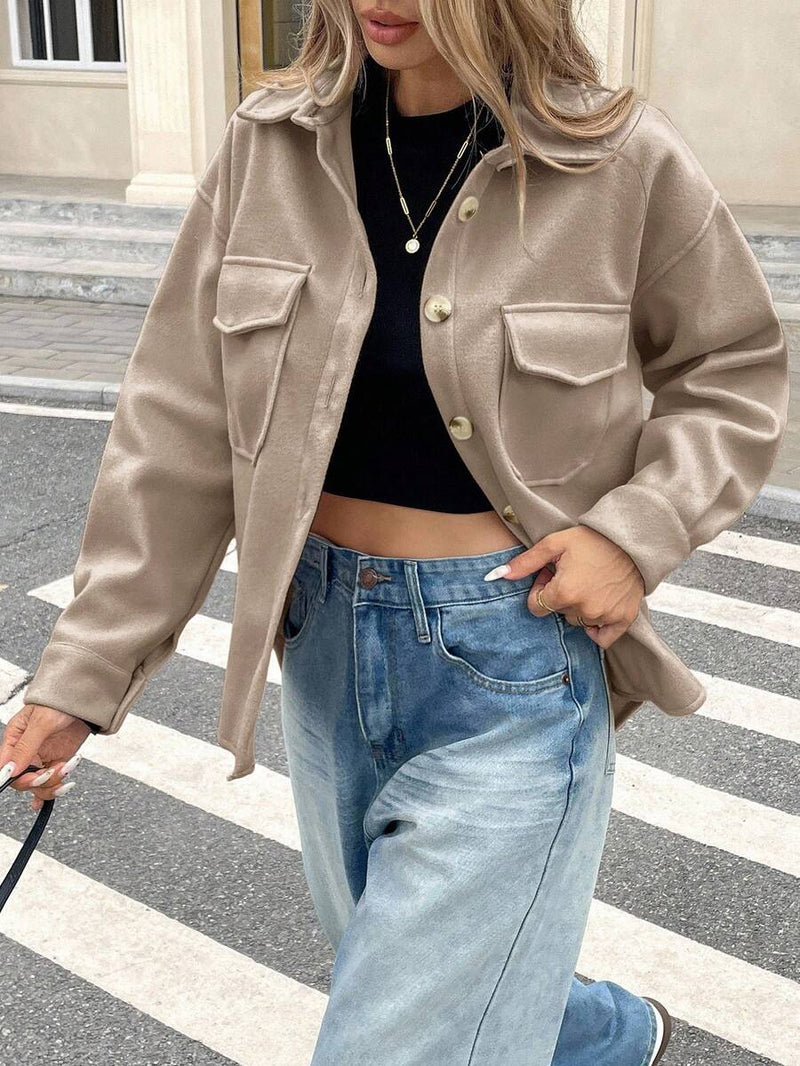 Casaco Feminino Tipo Lã com Bolso Bainha Assimétrica Bellizzi 