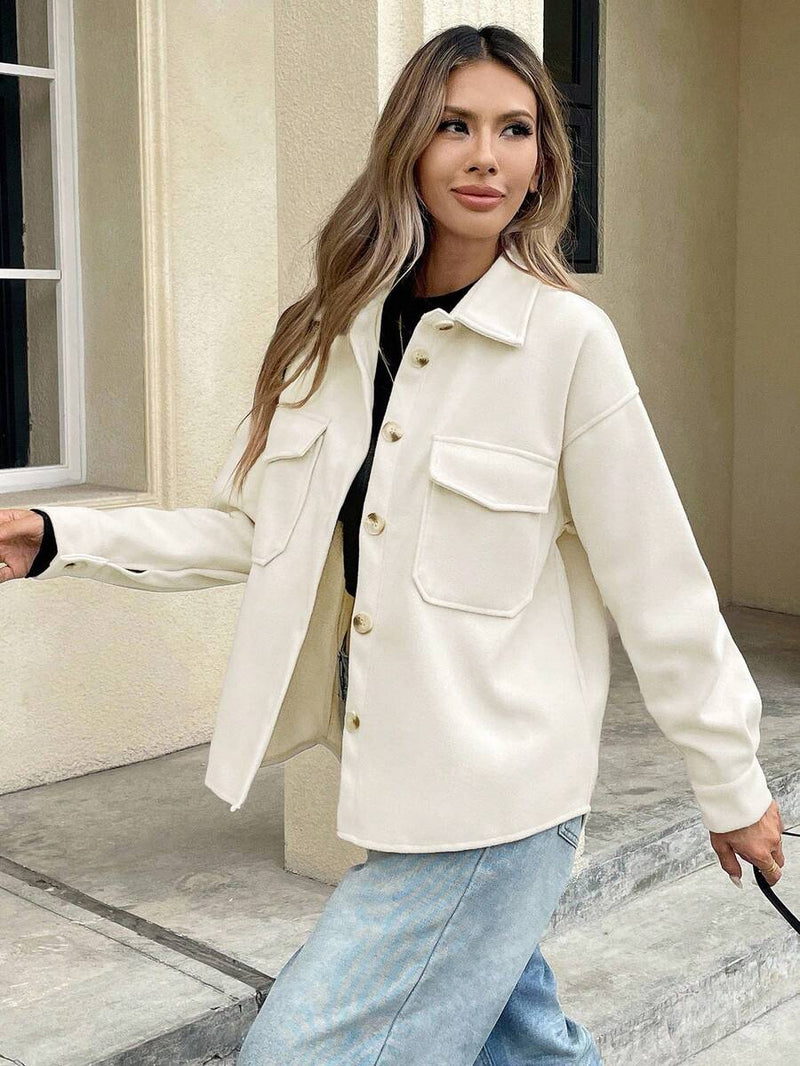 Casaco Feminino Tipo Lã com Bolso Bainha Assimétrica Bellizzi 