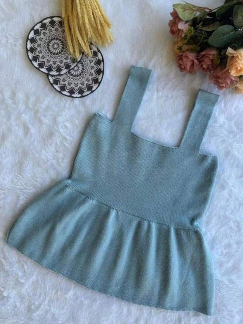 Blusa Bata Regata Feminina Com Babado Peplum Tricot Modal Verão Realize Trico Rodadinha Bellizzi 