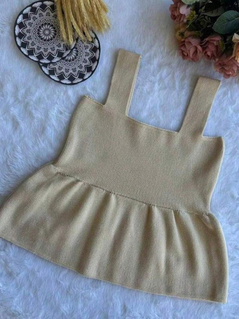 Blusa Bata Regata Feminina Com Babado Peplum Tricot Modal Verão Realize Trico Rodadinha Bellizzi 