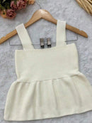 Blusa Bata Regata Feminina Com Babado Peplum Tricot Modal Verão Realize Trico Rodadinha Bellizzi 