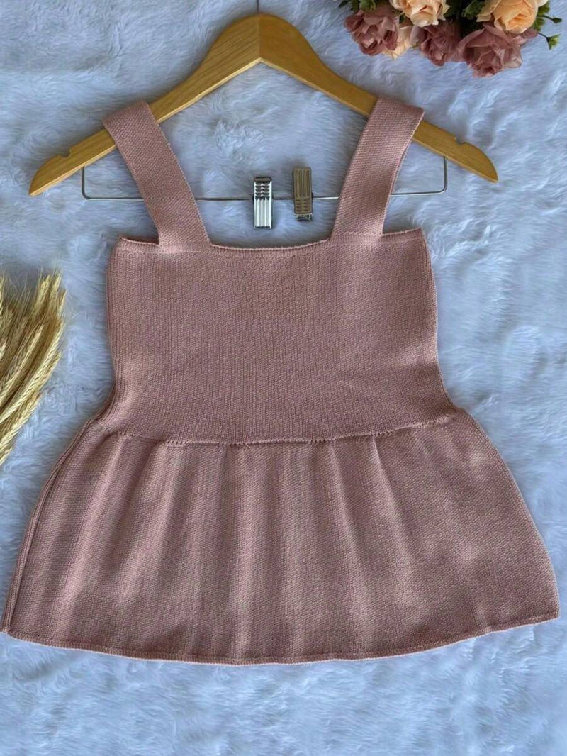 Blusa Regata Feminina Peplum de Tricot Modal