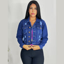 Jaqueta Jeans Feminina Azul com Lycra Cropped Manga Longa Bufante Bellizzi 