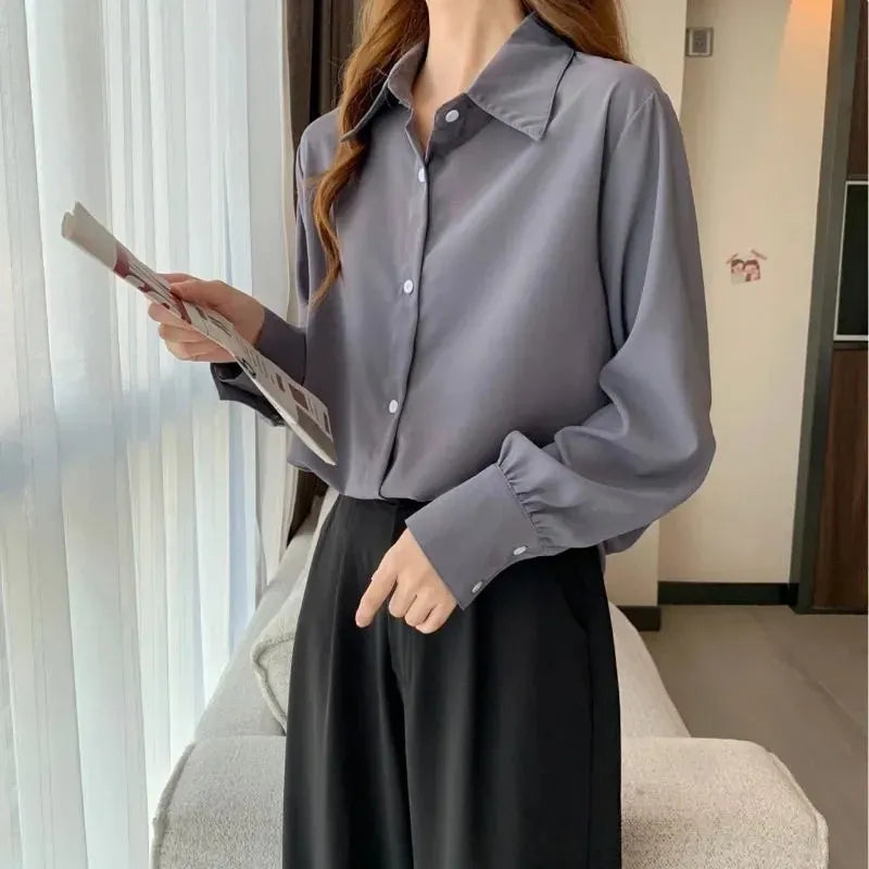 Camisa Feminina em Viscose Manga Longa Casual Elegante Bellizzi 