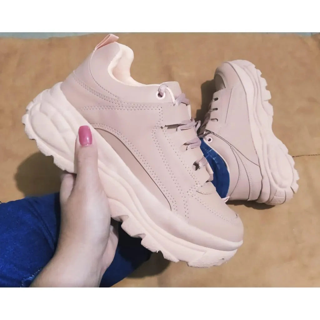 Tênis Plataforma Buffalo Feminino Branco Flatform Estilo Urbano Confortável com Solado Alto Bellizzi 