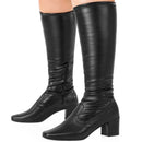 Bota Feminina Preta Cano Longo Napa Stretch com Bico Quadrado Bellizzi 