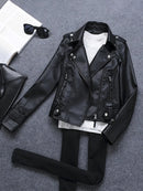 Jaqueta Feminina de Couro PU Slim Fit com Zíper Casual Bellizzi 