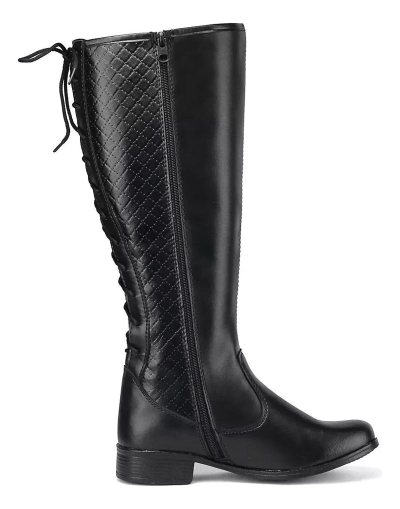 Bota Montaria Feminina Cano Alto Couro Ecológico Clássica Bellizzi 