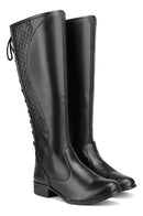 Bota Montaria Feminina Cano Alto Couro Ecológico Clássica Bellizzi 