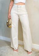 Calça Jeans Feminina 100% Algodão Wide Leg Pantalona Bellizzi 