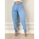Calça Jeans Jogger Feminina de Algodão Cintura Alta Bellizzi 