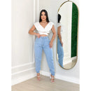 Calça Jeans Jogger Feminina de Algodão Cintura Alta Bellizzi 