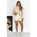 Jaqueta Puffer Feminina de Couro Sintético Cropped com Gola Alta Bellizzi 