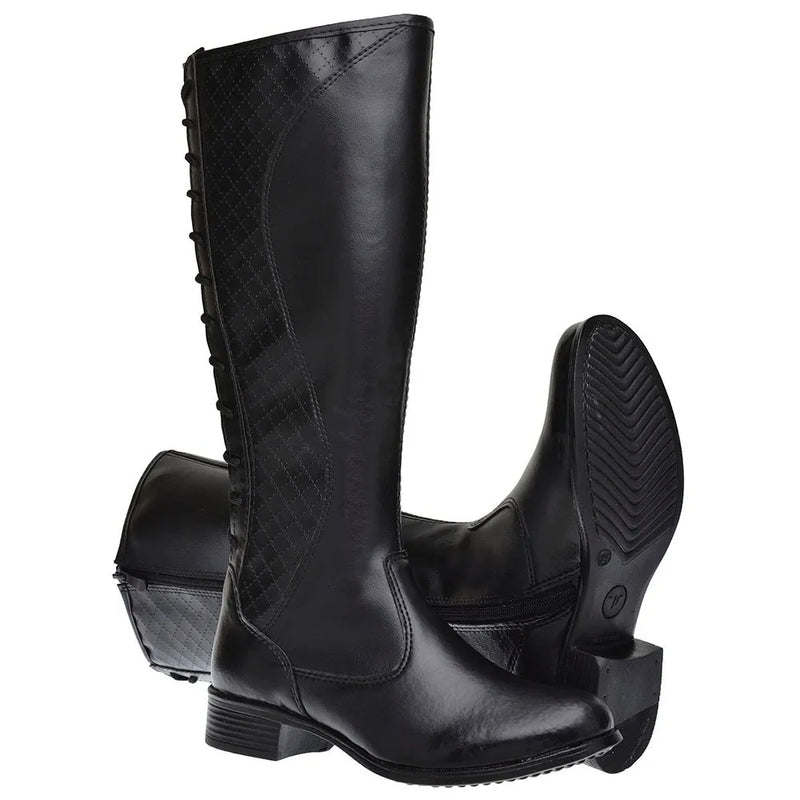 Bota Montaria Feminina Cano Alto Couro Ecológico Clássica Bellizzi 