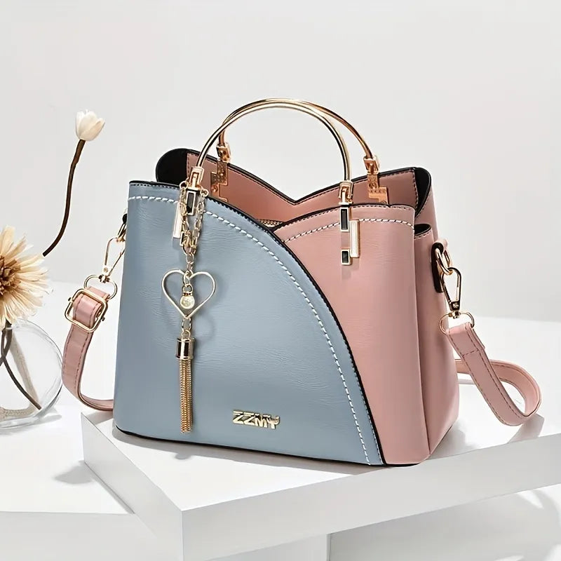 Bolsa Tote Feminina Colorblock em Couro Sintético Casual Bellizzi 