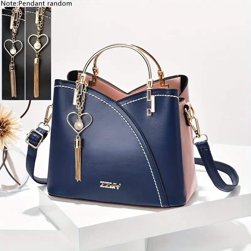 Bolsa Tote Feminina Colorblock em Couro Sintético Casual Bellizzi 