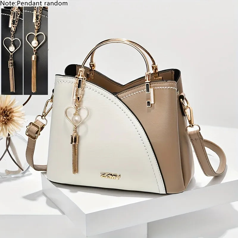 Bolsa Tote Feminina Colorblock em Couro Sintético Casual Bellizzi 