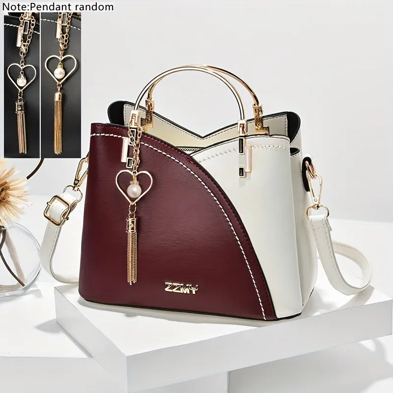 Bolsa Tote Feminina Colorblock em Couro Sintético Casual Bellizzi 