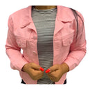 Jaqueta Feminina de Algodão Jeans Cropped Barra Desfiada Bellizzi 