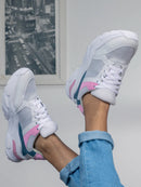 Tênis Feminino Branco Camurça PU Casual Leve para Caminhada Bellizzi 