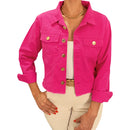 Jaqueta Feminina de Algodão Jeans Cropped Barra Desfiada Bellizzi 