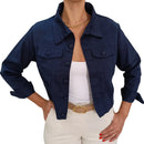 Jaqueta Feminina de Algodão Jeans Cropped Barra Desfiada Bellizzi 