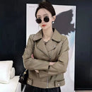 Jaqueta Feminina de Couro PU Slim Fit com Zíper Casual Bellizzi 