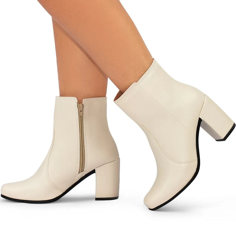 Bota Feminina Cano Curto Napa Soft Salto Grosso Elegante Bellizzi 