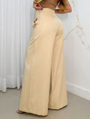 Calça Feminina Poliéster Alfaiataria Cintura Alta Pantalona Bellizzi 