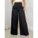 Calça Feminina Poliéster Alfaiataria Cintura Alta Pantalona Bellizzi 