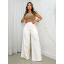 Calça Feminina Poliéster Alfaiataria Cintura Alta Pantalona Bellizzi 