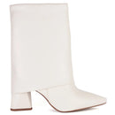 Bota Feminina Taupe Sintética Cano Médio Salto Geométrico Casual Bellizzi 