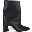 Bota Feminina Taupe Sintética Cano Médio Salto Geométrico Casual Bellizzi 