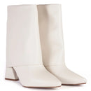 Bota Feminina Taupe Sintética Cano Médio Salto Geométrico Casual Bellizzi 