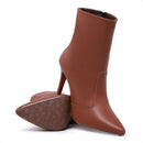 Bota Feminina Couro Sintético Cano Médio Salto Agulha Elegante Bellizzi 