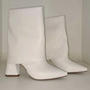 Bota Feminina Taupe Sintética Cano Médio Salto Geométrico Casual Bellizzi 