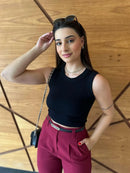 Blusa Regata Feminina Básica em Malha Premium Casual Bellizzi 