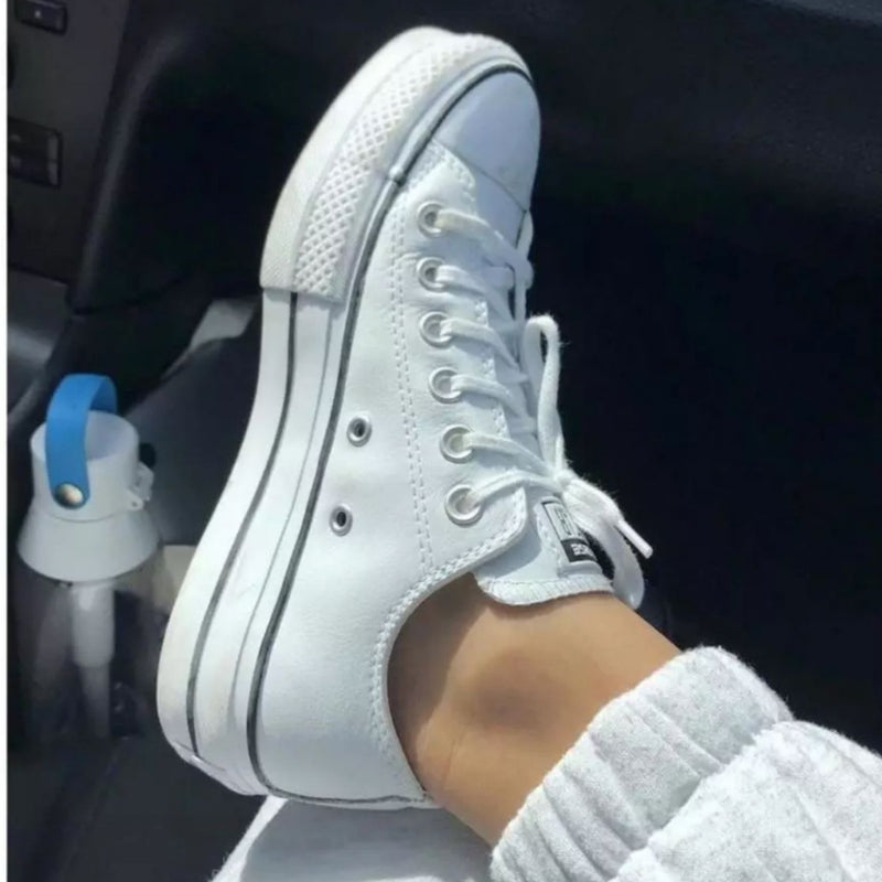 Tênis Feminino de Lona Plataforma Casual Estilo Urbano Bellizzi 