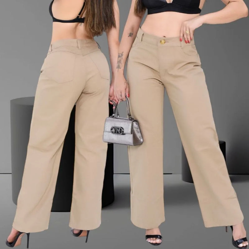 Calça Jeans Feminina 100% Algodão Wide Leg Pantalona Bellizzi 