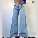 Calça Jeans Feminina Marmorizada 100% Algodão Wide Leg Bellizzi 