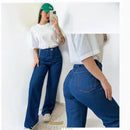 Calça Jeans Feminina Marmorizada 100% Algodão Wide Leg Bellizzi 