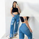 Calça Jeans Feminina Marmorizada 100% Algodão Wide Leg Bellizzi 